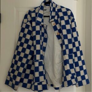 Beach Riot Checkered Blue and Cream Jacket